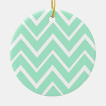 Mint green whimsical zigzag chevron pattern ornaments