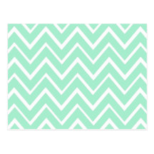 Mint green whimsical zigzag chevron pattern post cards