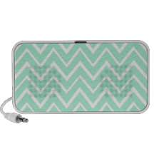 Mint green whimsical zigzag chevron pattern iPod speakers