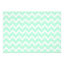 Mint Green Zigzag Stripes. Personalized Announcements