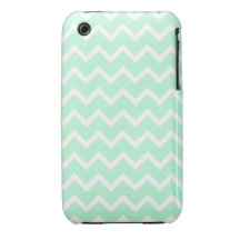 Mint Green Zigzag Stripes. iPhone 3 Cover