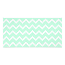 Mint Green Zigzag Stripes. Photo Cards