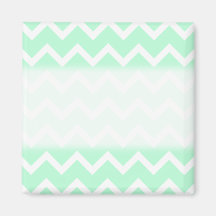 Mint Green Zigzag Stripes. Refrigerator Magnet