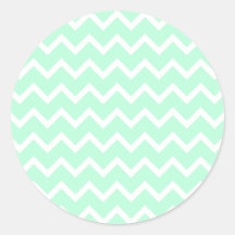 Mint Green Zigzag Stripes. Round Sticker
