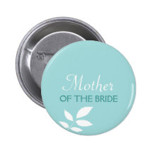 Mint leaves teal green wedding name tag badge pin