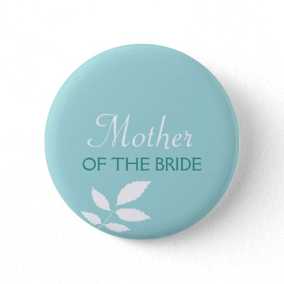 Mint leaves teal green wedding name tag badge pin by FidesDesign