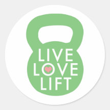 Mint "Live Love Lift" Round Stickers