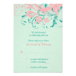Mint Teal Pink Vintage Floral Wedding Reply Card Personalized Announcement