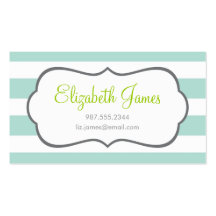 Mint Wide Stripe Business Card Templates