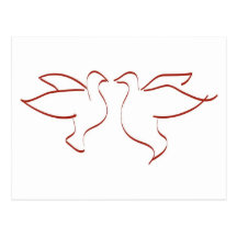 Mirror Image Doves Clipart Post Card
