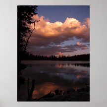 Mirror Lake Thunder Clouds moving in Poster