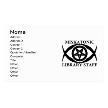 MISKATONIC LIBRARY STAFF BUSINESS CARD TEMPLATES