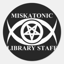 MISKATONIC LIBRARY STAFF ROUND STICKERS