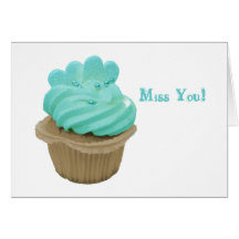Miss You Cupcake with Hearts Greeting Card