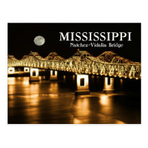 Mississippi Natchez-Vidalia Bridge Gold Moon Postcards