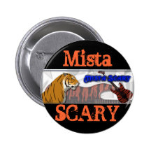 Mista Scary Bengal Tiger Blue Orange logo Button