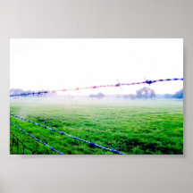 Misty Barbed Wire View Poster