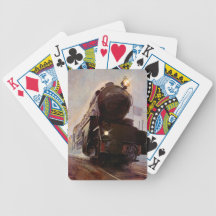 Misty Evening Train Station Engine Playing Cards