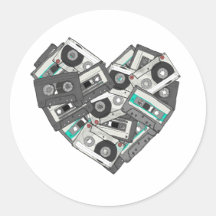 Mixed Feelings Cassette Tape Heart Round Stickers