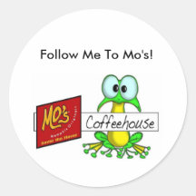 Mo's Coffee house Logo, Follow Me To Mo's! Sticker