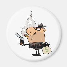 Mobster Holds Gun and Sack of Money Refrigerator Magnets