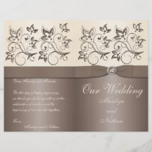 Mocha and Ivory Floral Wedding Program Full Colour Flyer