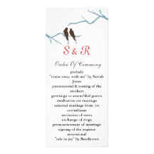mocha lovebirds Wedding program Rack Card Design