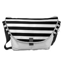 Mod Black and White Stripes Pattern Courier Bag