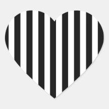 Mod Black and White Stripes Pattern Heart Sticker