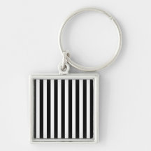 Mod Black and White Stripes Pattern Key Chains