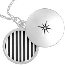 Mod Black and White Stripes Pattern Necklace