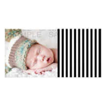 Mod Black and White Stripes Pattern Personalized Photo Card