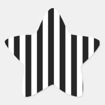 Mod Black and White Stripes Pattern Star Stickers