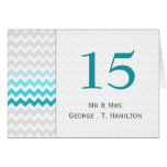 Mod chevron aqua Ombre wedding table numbers cards