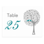 Mod chevron blue Ombre wedding table numbers postcards