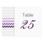 Mod chevron purple Ombre wedding table numbers postcards