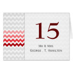 Mod chevron red Ombre wedding table numbers cards