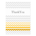 Mod chevron yellow and gray  Ombre Thank You postcards