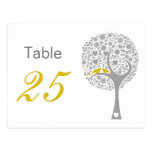 Mod chevron yellow Ombre wedding table numbers postcards