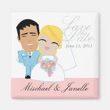 mod CUTE ethnic WEDDING duo Save the Date magnet