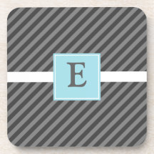 Mod Diagonal Stripe Grey with Light Blue Coasters