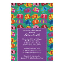 Mod Elephant Baby Shower Invitation Purple