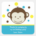 Mod Monkey Boy Birthday Party Thank You Stickers