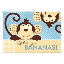 Mod Monkey Invitation Card