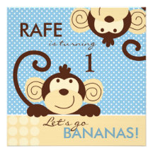 Mod Monkey Invitation Square