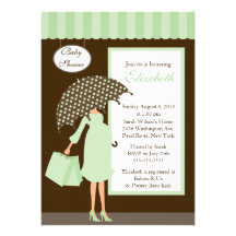 Mod Mum Baby Shoppe Baby Shower Mint Green Personalized Announcements