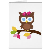 Mod Owl Design Birthday Party Invitation Favours Greeting Cards