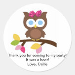Mod Owl Design Birthday Party Invitation Favours Round Stickers