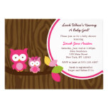 Mod Owl Girl Baby Shower Invitations