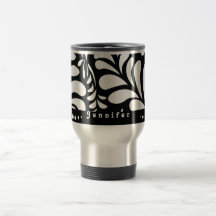 Mod personalised black swirls travel coffee mug